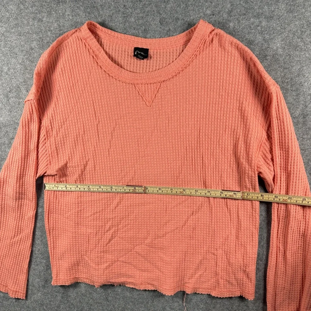 Art Class Waffle Knit Long Sleeve Top XL (14/16) Coral Pink Textured Thermal